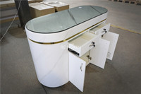 Mini magasin de détail moderne, bureau de réception/de magasin optique en marbre et bois, décoration personnalisé de Table de comptoir d'argent