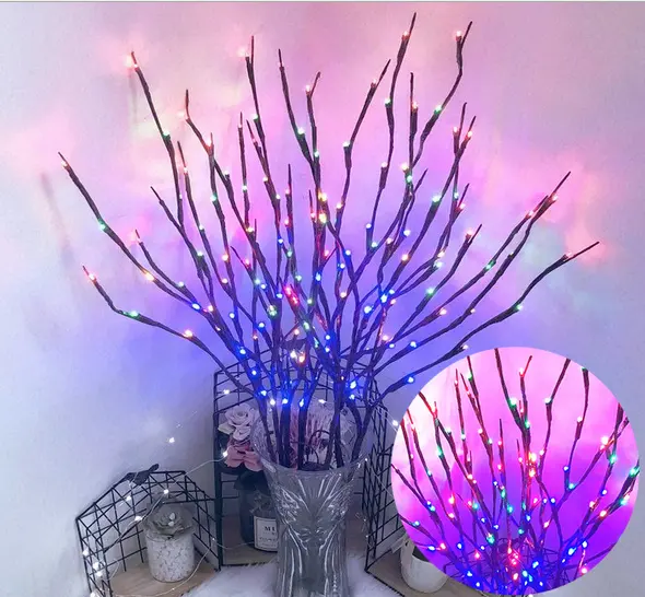 30" White Birch Branch Light with muti color and Muti colors LED Lights Twig Stake Decor Home Yard Garden