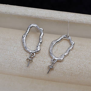 Boucles d'oreilles baroques en argent S925 Wenchi avec pendentif collier, perles déformées 9-17, accessoire de bijouterie DIY, modèle Chine 13107 - Product Image 4