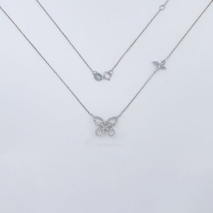Collar con Colgante de Doble Mariposa Luminosa con Diamantes de Platino Pt950 Cultivados en Laboratorio, Joyería Fina, Cadena Delicada y Elegante - Product Image 5