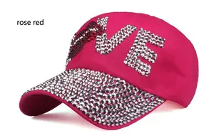 Groothandel Bling Strass Custom Logo Sport Vader Outdoor Baseball Caps Hoeden Voor Vrouwen Mannen Met Verstelbare Tape