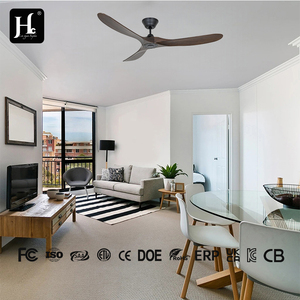 60 inch 3-blade solid wood <b>ceiling</b> fan with remote control, silent DC motor, electric pendant <b>light</b> suitable for hotel, home - Product Image 3