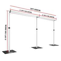 Support de toile de fond rétractable moderne à double barre transversale horizontale pour rideaux de scène, idéal pour mariages, détachable