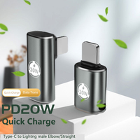 Adaptateur de charge rapide USB Type-C DC PD20W en gros pour iPhone 13 14P, convertisseur coudé mâle vers femelle en aluminium