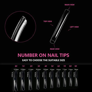 ปลายเล็บปลอม JIEYU PMMA/ABS ขนาด XXXL แบบเต็มเล็บ ยาว ใส ทรง C สำหรับผู้เริ่มต้น ใช้ทำเล็บเองที่บ้านหรือร้านทำเล็บ - Product Image 4