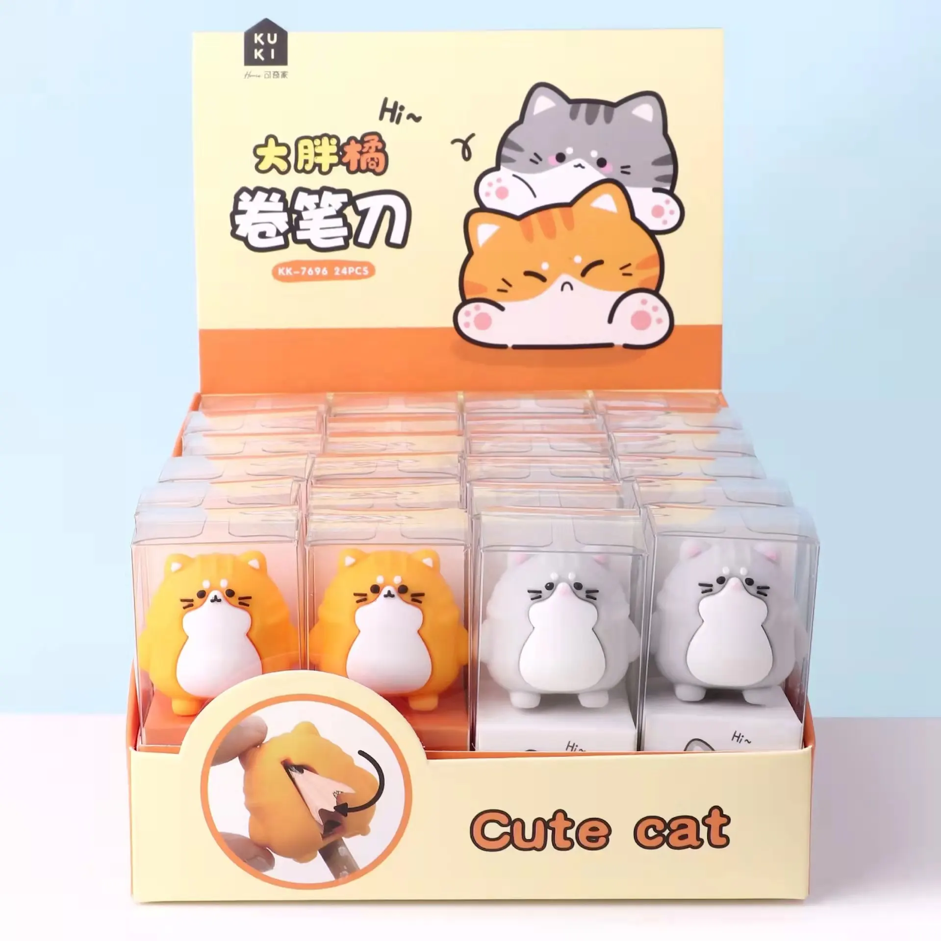 Promotionele Briefpapier Kinderen Kawaii Leuke Siliconen Kat Puntenslijper