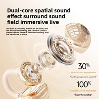 Écouteurs sans fil à clip miroir BT5.4 OWS à oreille ouverte, légers, pour le sport, étanches, son clair, casque Bluetooth