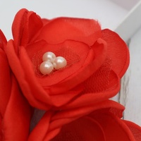 Fleur en tissu décorée de perles, 3D, rouge, 15 cm, grandes fleurs artificielles, accessoires en tissu faits à la main, corsage pour mariage, fête