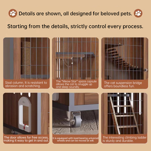 חתול עץ בית עץ לחיות מחמד עץ מלא שני וילה חתול בית אירוח פנורמי בית חתול בית יוקרה - Product Image 6