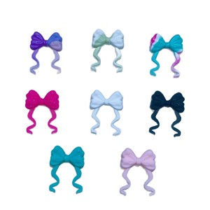 Cuentas de silicona con forma de lazo para la elaboración de joyas, formas de lazo 3D coloridas con colas rizadas, accesorio decorativo de cuentas. - Product Image 2