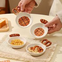 Mini plat à sauce alcaline pour pain, motif dessin animé, pour la maison, pour assaisonnement de raviolis, barbecue, petit plat mignon, forme irrégulière sous glaçure