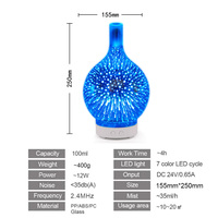 Diffuseur d'arômes ultrasonique 3D en verre sans eau pour la maison et la chambre, humidificateur et diffuseur de parfum