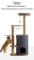 Arbre à chat pour petits appartements - Cadre d'escalade compact en panneau de densité avec lit intégré, griffoir et perchoirs - Simplicité