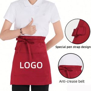 Tabliers de cuisine imperméables personnalisés avec logo pour femmes, en coton et polyester, pour cuisinières, serveuses, vêtements de travail, tablier court - Product Image 2