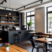 Meubles de présentation modernes personnalisés pour magasin de thé au lait, comptoir de bar en bois avec éclairage LED pour aménagement de boutique