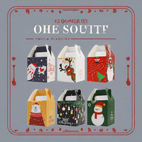 Boîtes cadeaux en papier de Noël avec poignée, emballage en carton pliable pour biscuits, cupcakes, pâtisseries, cadeaux de fête