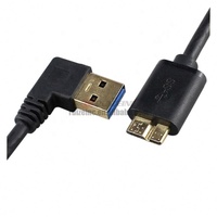 Bengkok ganda USB3.0 ke mikro B kabel Data 90 derajat dengan kunci sekrup kamera industri tetap Hard Disk seluler