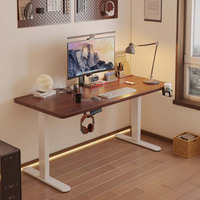 Bureau d'ordinateur électrique réglable en hauteur en bois, durable, avec roulettes, fonction assis-debout, pour la maison, le bureau ou la salle de classe, montage facile