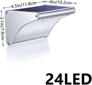 Luz de pared solar de calidad 3,2 V 1500mAh Batería Luz de jardín solar de aluminio Blanco frío <span class=keywords><strong>24</strong></span> LED Sensor solar Luz Carretera al aire libre - Product Image 2