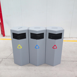 Roadside Commercial Ashtray 3 in 1 Stainless Steel <strong>Waste</strong> and Recycling Bin Trash Can Garbage Litter Bin Park Advertise - Product Image 4