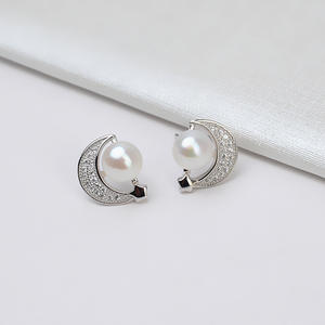 Pendientes de Plata S925 con Perlas de 7-12 mm, Diseño Personalizado de Conejo del Zodiaco, Accesorios de Joyería DIY, Bandeja 2997 - Product Image 3