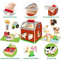 Cognition animale Montessori en bois correspondant tri puzzle grange maison jouet éducatif ferme animal blocs de bois ensemble de jeu pour les enfants