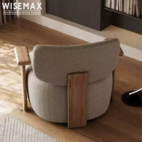 WISEMAX FURNITURE - Chaise de salon de style nordique - Revêtement en tissu - Accoudoirs en bois - Chaise de détente - Chaise longue individuelle pour la maison