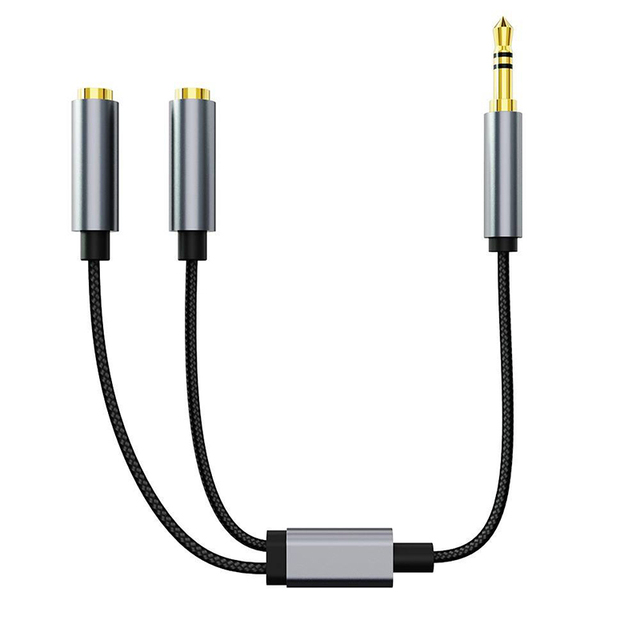 3.5mm TRS Stereo Jack Audio Splitter Cable-1 Male Input 2 Output PVC Jacket Gold Plated Conductors for Microphone Computer Use