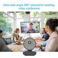 Kamera Web 1080P 360 Derajat AI, Kamera Web Fokus Pelacakan Wajah USB Webcam Pelacakan Otomatis Mikrofon Bawaan untuk PC Laptop Desktop
