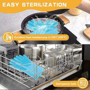 Sarung tangan kecantikan hewan peliharaan, silikon tahan panas, desain 5 jari untuk mandi dan memijat anjing kucing (biru langit) - Product Image 6