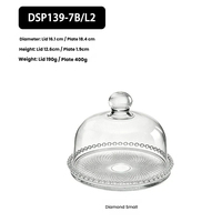 Couvercle à gâteau en verre transparent avec plateau de base, plateau de présentation multifonctionnel pour fruits, pâtisseries et pains avec couvercle, pour dégustation de thé de l'après-midi
