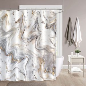 Rideaux <span class=keywords><strong>de</strong></span> <span class=keywords><strong>douche</strong></span> en marbre coloré pour salle <span class=keywords><strong>de</strong></span> bain avec 12 crochets aquarelle peinture à l'encre abstraite <span class=keywords><strong>rideau</strong></span> <span class=keywords><strong>de</strong></span> <span class=keywords><strong>douche</strong></span> à Texture bleue et verte - Product Image 2
