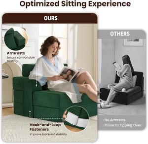 Ghế <span class=keywords><strong>sofa</strong></span> gấp Fantico cỡ Queen, có thể chuyển đổi thành giường, tựa lưng và tay vịn bằng mút xốp, tay vịn thẳng di động, ghế giường đa năng, kích thước lớn - Product Image 5