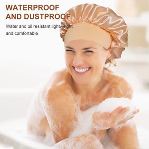 <span class=keywords><strong>Gorro</strong></span> <span class=keywords><strong>de</strong></span> noche <span class=keywords><strong>de</strong></span> seda <span class=keywords><strong>de</strong></span> ala ancha y alta elasticidad, tipo bandana, para cuidado del cabello y <span class=keywords><strong>ducha</strong></span> - Product Image 3