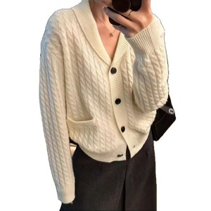 Cardigan en tricot torsadé pour femme, kaki, coupe ample, pull pour le printemps et l'automne, tailles S M L XL XXL - Product Image 5