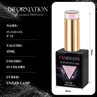 Collection de vernis à ongles gel super brillants Vendeeni 15 couleurs Macaron Flash, vernis à ongles gel réfléchissant disco avec paillettes, sans TPO ni HEMA, OEM