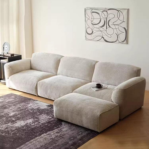 Sofá de Salón en Forma de L, Diseño Nórdico Moderno y Minimalista, Tela de Alta Calidad, Cómodo, Color Beige - Product Image 2