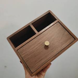 Caja de pañuelos de madera de nogal negro de estilo chino, caja de almacenamiento de 15,5x19,5x12 mm para uso doméstico - Product Image 1