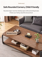 Table basse compacte pour appartement, bureau à domicile, design carré simple à double niveau, mobilier de salon durable et écologique