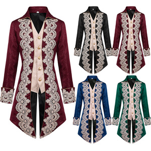 Veste de roi, prince, <span class=keywords><strong>noble</strong></span>, médiévale, victorienne, de la Renaissance, avec bordure en dentelle, pour Halloween, cosplay, frac gothique, costumes de scène et de fête - Product Image 1