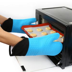 Nouveaux gants en silicone de cuisine résistants à la chaleur à ouverture oblique personnalisés avec coton intérieur chaud - Product Image 2