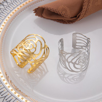 Anneau de serviette blanc électroplaqué motif papillon, écologique, style ajouré sculpté pour la décoration de table de mariage