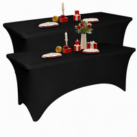 Nappe rectangulaire ajustée en spandex tricoté de 1,80 m, résistante aux plis, extensible, pour la maison, les hôtels, les fêtes, les mariages, les banquets