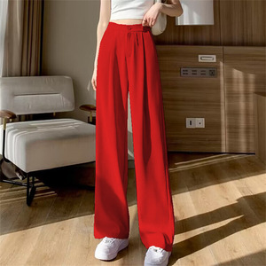 Pantaloni Casual da donna per pendolari abito a vita alta drappeggiato con stile <span class=keywords><strong>Cargo</strong></span> dritti larghi di colore nero - Product Image 2