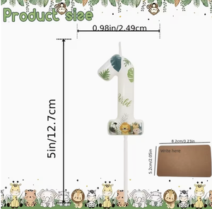 Green forest Number 6 Birthday Candles Tiger <strong>Lion</strong> Elephant &amp; Butterfly Cake topper For Birthday Decorations Supplies - Product Image 1