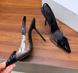 Zapatos de tacón alto de cuero charol de alta gama para mujer, estilo bailarina, con punta en pico, correa trasera y diseño sin cordones, elegantes y hasta el tobillo. - Product Image 4
