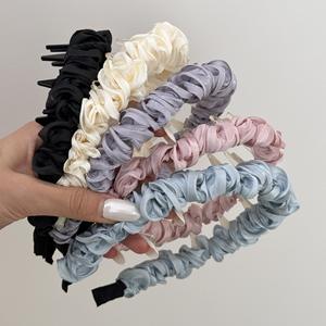 Serre-tête plissé en satin Super Féerique, style japonais et coréen, doux et élégant, en résine plastique, fait main, pour mariage - Product Image 5