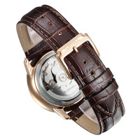 Montres-bracelets mécaniques pour hommes Tophill TW021G Super Time 5ATM étanches en cuir véritable de luxe avec cadran de 38,8 mm en or rose