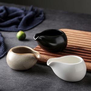 Japanese Matte Black and <b>White</b> Porcelain Milk <b>Jug</b> Western Restaurant Steak Sauce Cup Afternoon Tea Coffee Milk Sugar Jar - Product Image 2