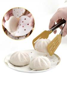 Papel de Vapor de Bambú Redondo Antiadherente, Resistente al Calor, de Silicona Perforada de Grado Alimenticio para Cocinar Dim Sum - Product Image 5